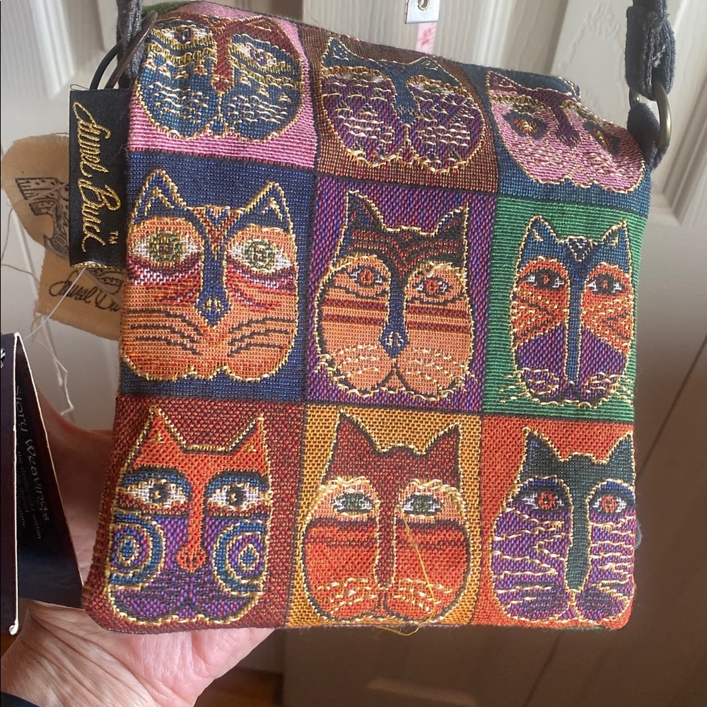 Laurel Burch NWT Tapestry Cat 🐈 Print 6” x 8” Lined Crossbody Bag - Picture 5 of 13